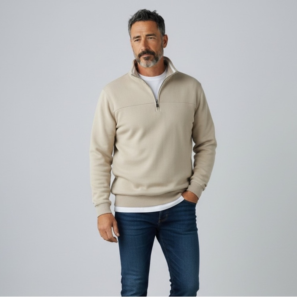Arrow Men’s Beige Quarter Zip Pullover Sweater 2XL Neutral‎ Casual
